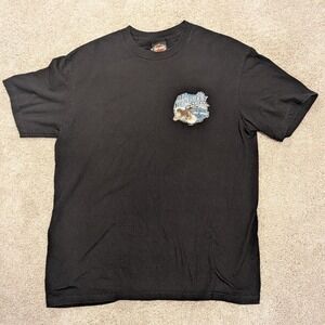 Harley Davidson Mt McKinley Alaska Graphic T Shirt Mens Large Black Biker Built